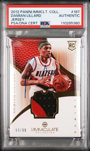 2012 Immaculate DAMIAN LILLARD Rookie Jersey Patch /99 PSA Auto RC Card #187