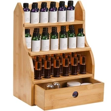 Essential Oils Storage Case, 46 Slots Nail Polish Shelf Display Rack with Dra...