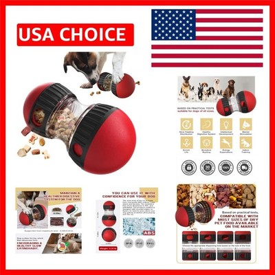 Adjustable Rolling Dog Treat Dispenser & Slow Feeder Toy for Active Dogs, L Red