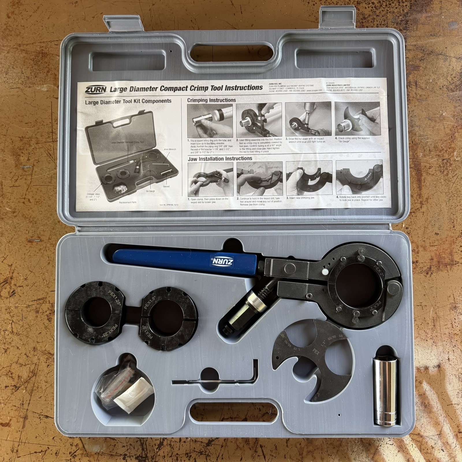 Zurn QCRTLDM PEX Crimping Tool Large/Medium Clamps w/ Carrying Case