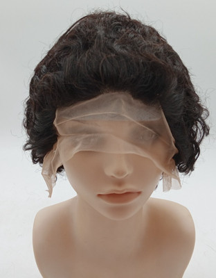 KLAIYI | Human Hair Wig | 6'' Short Pixie Bob | Glueless Natural Black