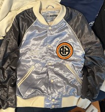Zara x Rhuigi Satin Varsity Jacket Blue Grey ...