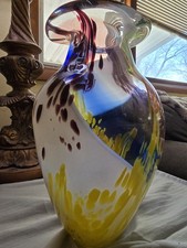 Confetti-Swirl Mid-Century Modern Murano-Style Hand-Blown Art Glass Vase