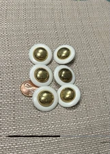 Gold And White Shiny 1 Inch Shank Dome 6 Sewing Buttons