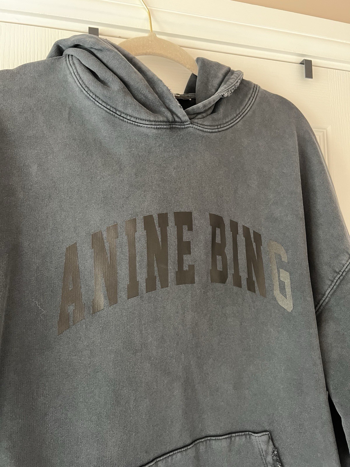 ANINE BING GREY COTTON HOODIE MEDIUM image 2