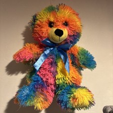 Build A Bear Rainbow Tie Dye Teddy Bear Plush Stuffed 17" Sparkle