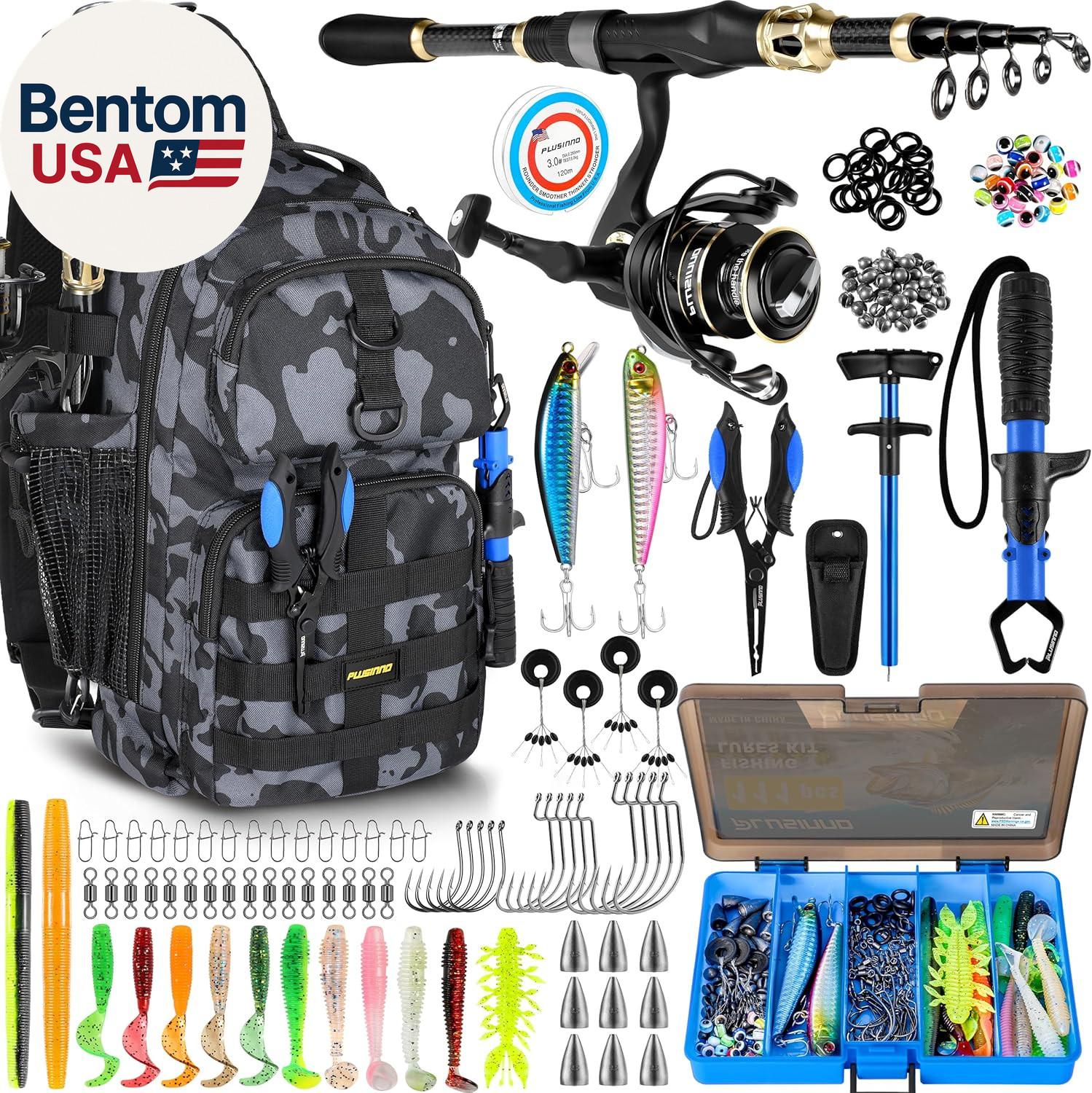Fishing Backpack with Fishing Rod and Reel Combos Tackle Box