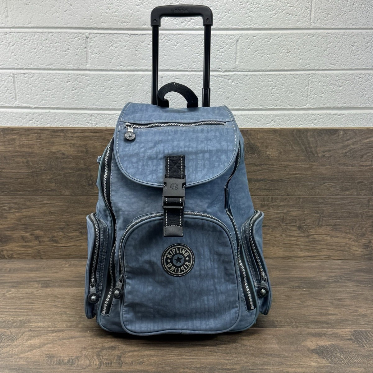 Kipling Rolling Backpack Alcatraz Blue Jean Nylon Laptop 