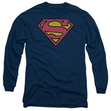 Camiseta Superman Distressed Shield manga larga para hombre con licencia S-3XL