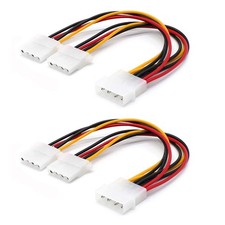 2 Pack Computer Molex 4 Pin Power Supply Y Splitter Cable - 2 Female to 1 Int...