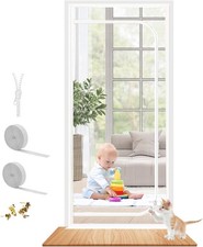 Pet Screen Door Fits 36x82 Inch Thickened Cat Resistant Mesh Zipper White