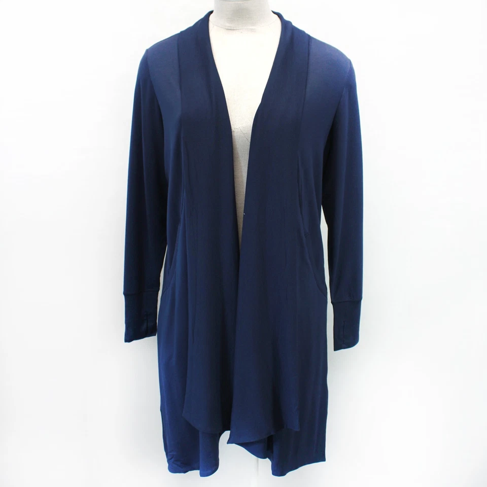 Cardigã longo ATHLETA projetado San Francisco Plus azul marinho macio envoltório pranayama 1X - Imagem 3 de 4