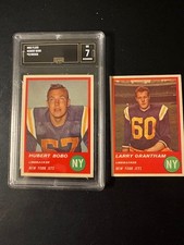 1963 Fleer Football Lot 2 Dif. Bobo GMA 7 NM & Grantham, Raw Nm-Mt Jets 1st Year
