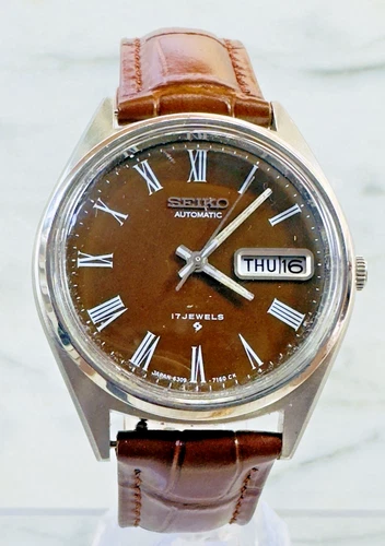 Vintage Seiko 6309 7160 Automatic Brown Roman Dial Watch