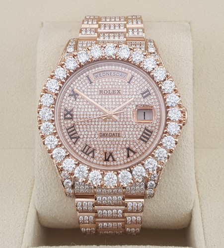 Rolex Day-Date II President 218235 18K Rose Gold 41mm Iced Out 20ct AM Diamonds