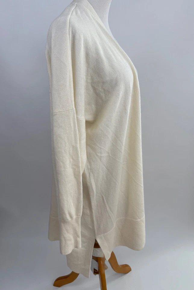 Cárdigan Suéter Para Mujer ATHLETA Marfil Largo Plumero Lana Cashmee XL Foto 2 de 4