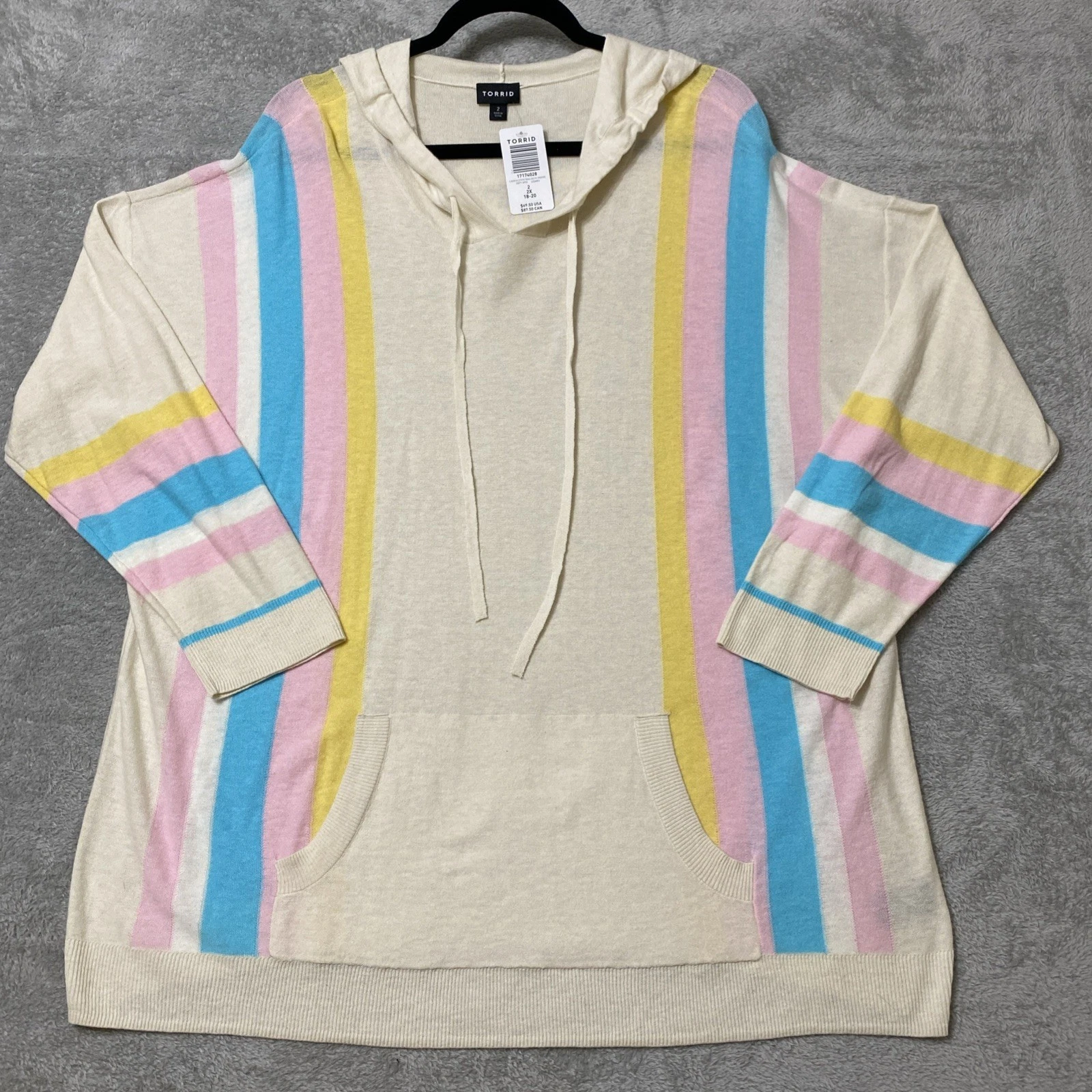 OFF WHITE Torrid maglione felpa con cappuccio taglia 2 maglia pullover cotone leggero costa spiaggia