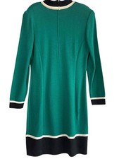 Vtg. St John Collection by Marie Gray Long Sleeve, Green Knit Dress Size 8