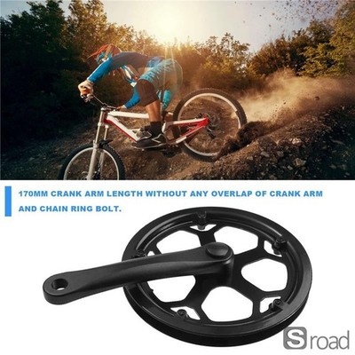 Folding Bike Crankset 48T, 170mm Square Taper Crank Set With Chainring, Black