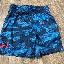 Under Armour Boys Size 4 Blue Shorts  Pink Logo  EUC