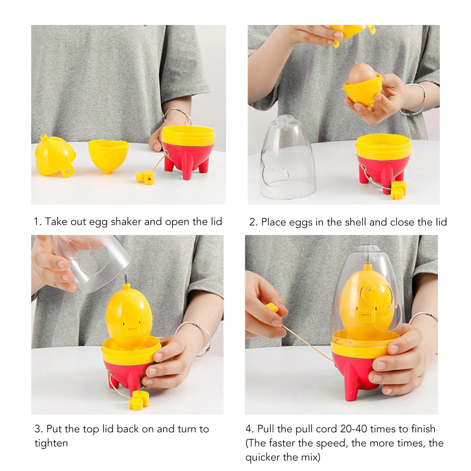 (Red)Egg For Boiled Golden Eggs Hand Powered Egg White And Yolk.