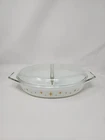Pyrex Constellation Atomic Starburst Gold Divided Casserole Dish 1.5 qt With Lid