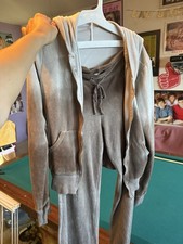 Yogi Velour Velvet Ombr Brown Tan Tracksuit Pants And Jacket Y2K Vintage
