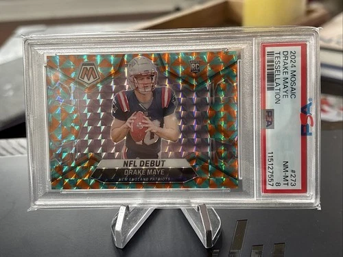 DRAKE MAYE 2024 MOSAIC NFL DEBUT ROOKIE TESSELLATION Rare SSP #d /15 PSA 8 RC