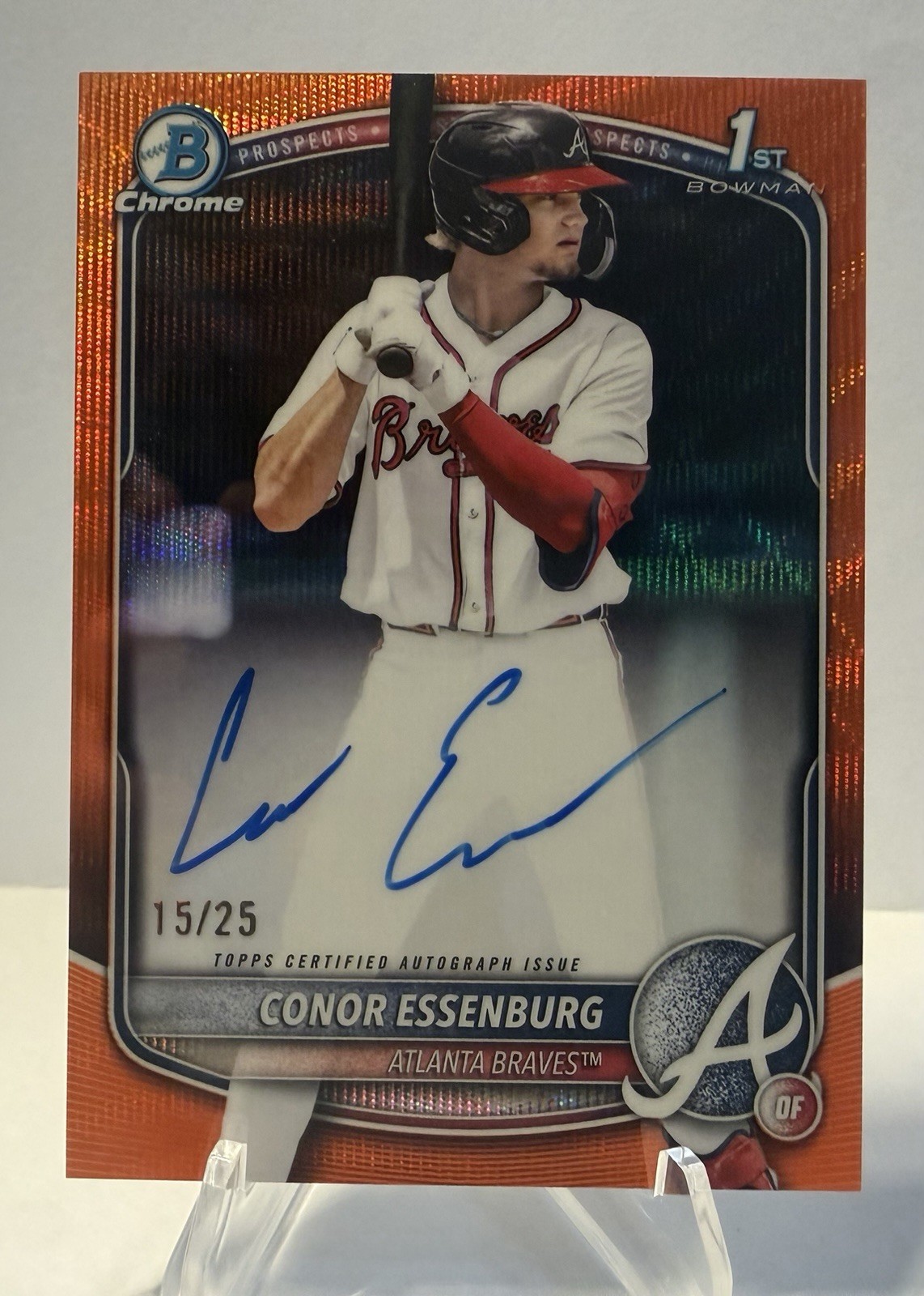 2025 Bowman Draft Chrome CPA-CE Conor Essenburg 1st Auto Orange Wave /25 Braves