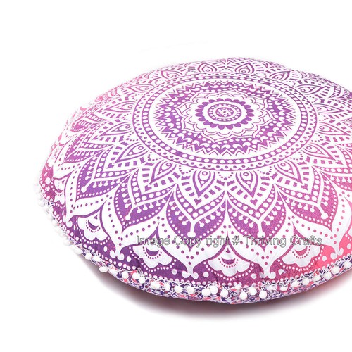 Indian Mandala Floor Cushion Cover Cotton Pillow Case Ottoman Pouf Pet God Bed - Picture 48 of 74