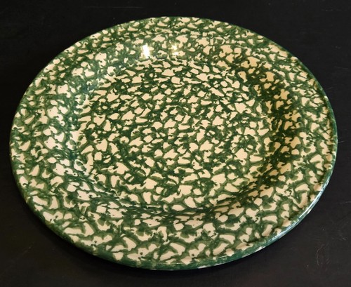 Gerald Henn Roseville Spongeware 9.75" Dinner Plate Green & White - Picture 2 of 6