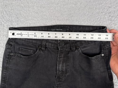 Calvin Klein Jeans Women 6 Black Denim Low Rise Straight Cotton Blend 28x30 - Picture 8 of 18