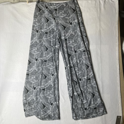 Arolina Damen Gr. XXL ausgestellt Palazzo Resort Wear schwarz weiß Farnmuster