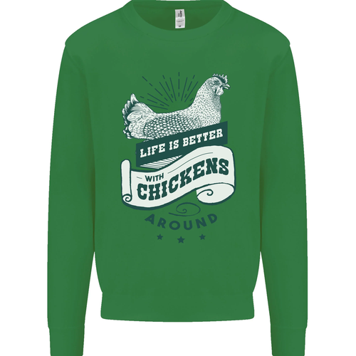 Life is Better With Chickens Around Farming Kids Sweatshirt Jumper - Picture 55 of 86