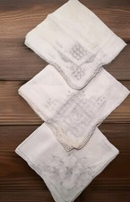 Lot of 3 White Handkerchiefs Wedding Hanky Hankie