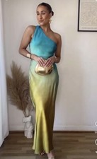 ZARA NEW  MIDI ASYMMETRIC TIE-DYE SATIN DRESS Size S REF:8247/490