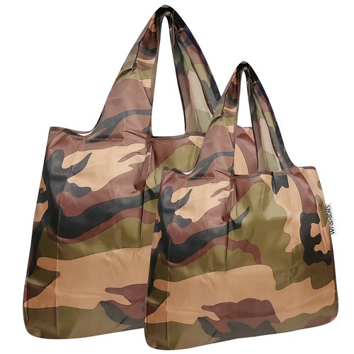 Wrapables Large & Small Foldable Tote Nylon Reusable Grocery Bags, Set of 2 - Picture 39 of 51