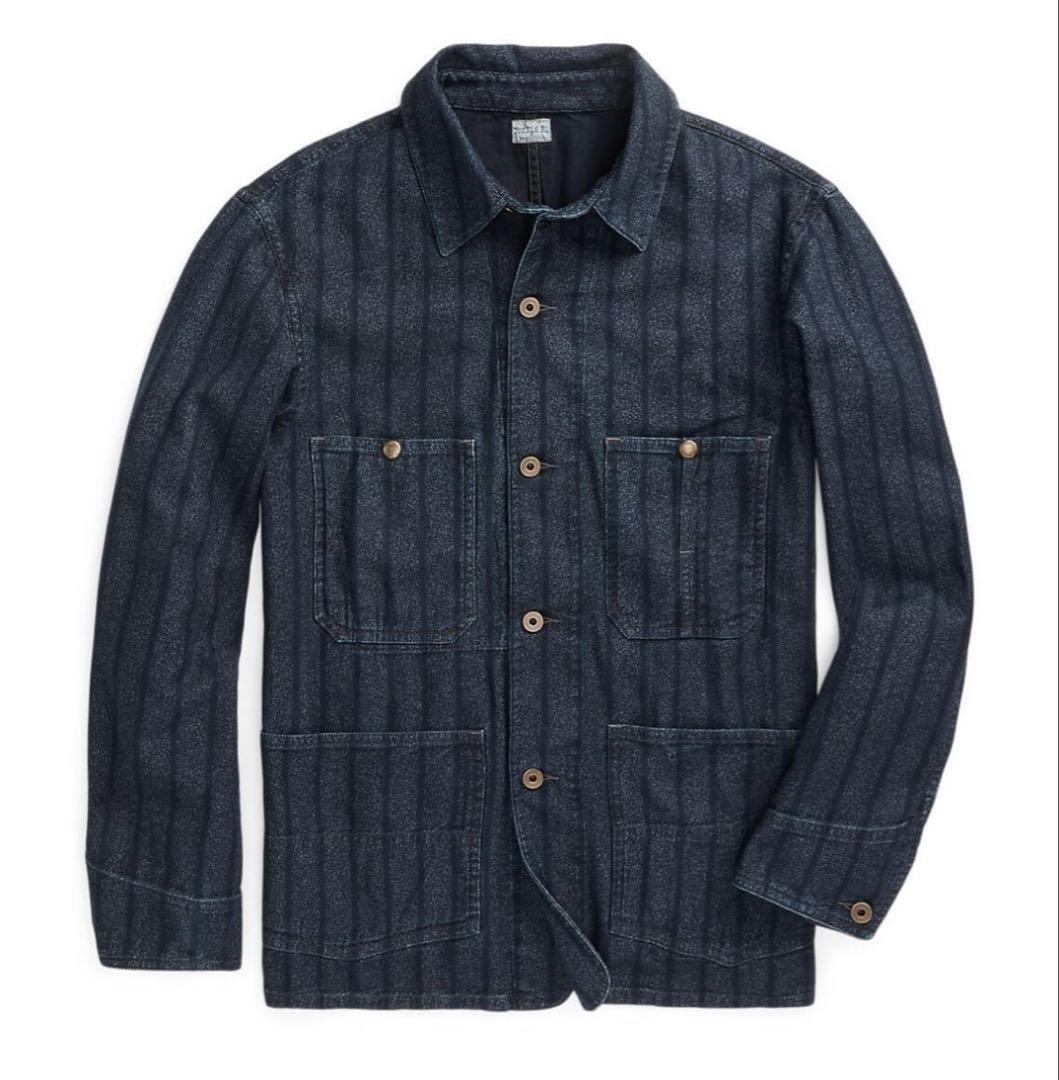 トップス RRL indigo shirt jacket RRL Indigo Striped Twill Shirt Jacket Men's XS Vintage