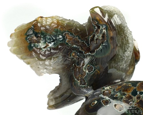 8.0" Premium Brazilian Agate Geode Hand Carved Crystal Skull and Bird Sculpture - Picture 2 of 14