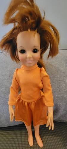 Vintage 1971 Crissy Doll Working Extending Hair Original Orange Dress - Picture 4 of 9