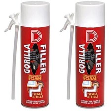 Gorilla filler expanding foam fills seals cracks gaps weatherproof  500ml x2