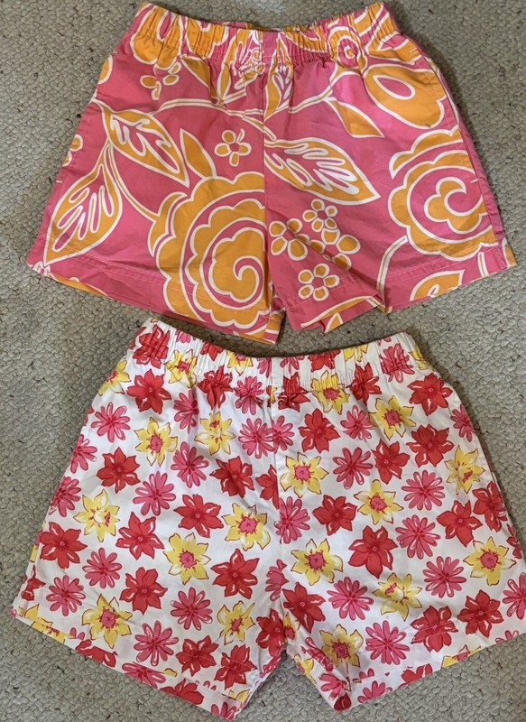 Lands End Youth Shorts Lot(2)multi Colored MED  Floral Shorts With Pockets