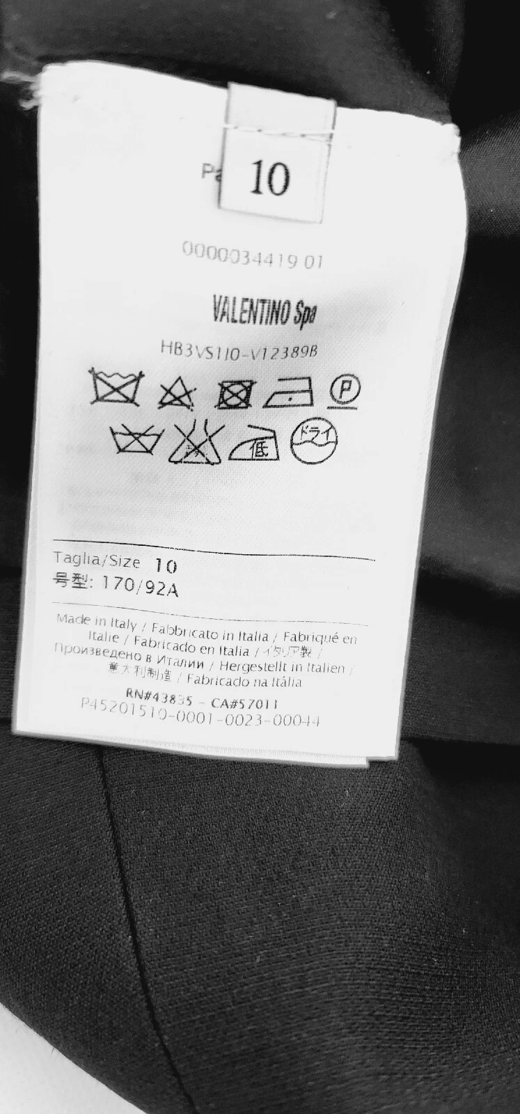 Abito Valentino monospalla seta lana nero