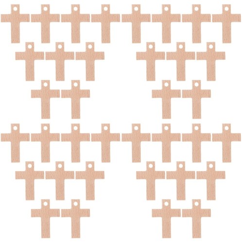 4 Count Wooden Pendant Miss Crosses for Jewelry Making Key Charms Crafting - 第 5/12 張圖片