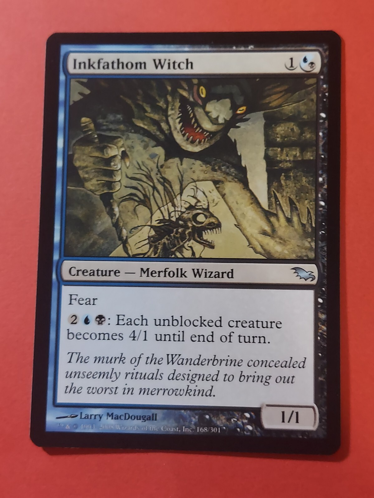 2008 Magic The Gathering Shadowmoor #168 Inkfathom Witch, UC, B/Blk, NF, cd1