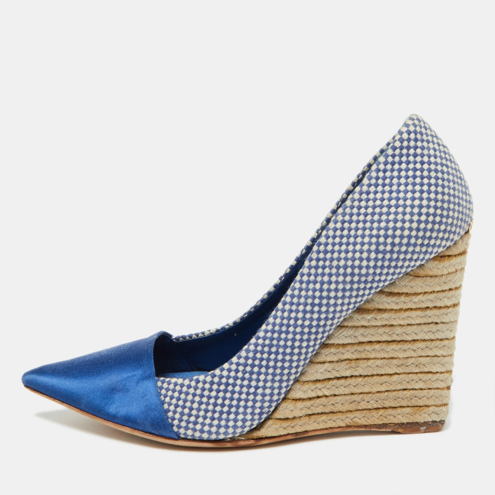 Escarpins compensés Dior bleu toile tissée Dolce Vita espadrille taille 36,5