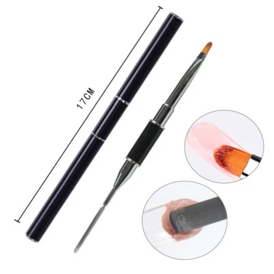 Dual Ended Gum Gel Brush / Builder Gel Spatula Drawing UV Gel Nail Art Tool 17cm