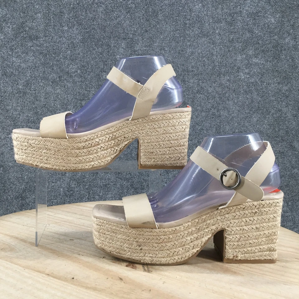 MIA Tacones Mujer 9.5 Plataforma Alpargata Tirantes Cordones Beige Imitación Cuero Foto 2 de 4