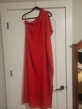 shein red one shoulder dress