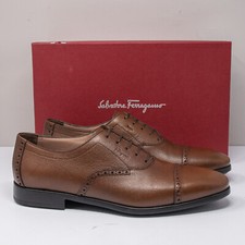 Salvatore Ferragamo Riley Radica Pebbled Cap Toe Oxfords, Size 10 E